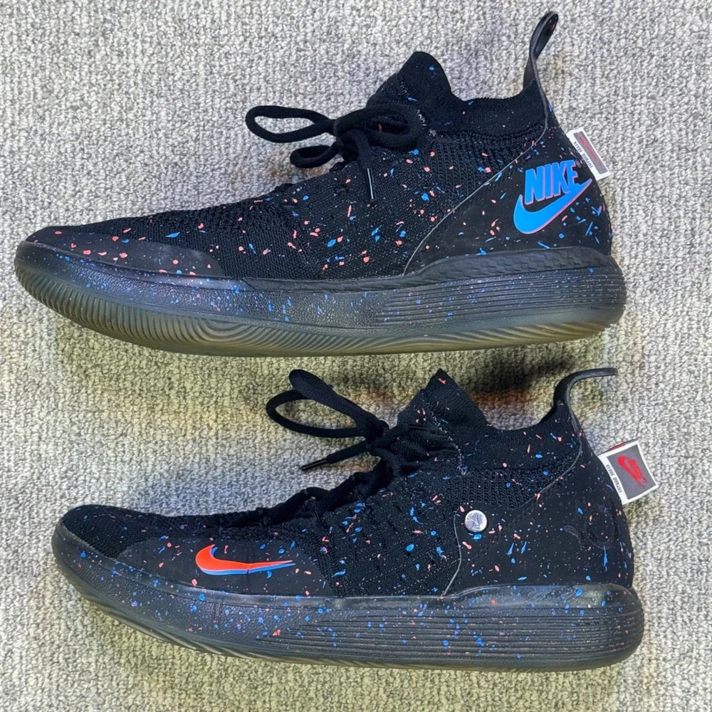 Nike Zoom KD 11 Just Do It Confetti Black Crimson Blue AO2604-007 Men's Size 8.5